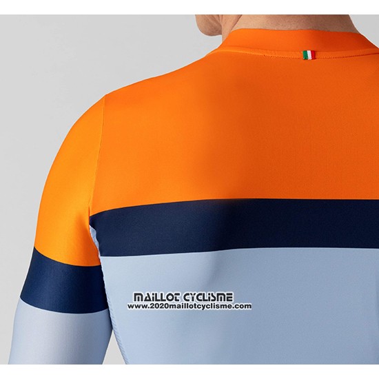 2019 Maillot Ciclismo La Passione Orange Bleu Manches Courtes et Cuissard